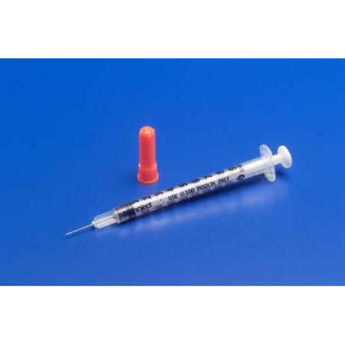 Covidien Insulin Syringe with Needle Monoject® 0.5 mL 29 Gauge 1/2" Attached Needle Without Safety