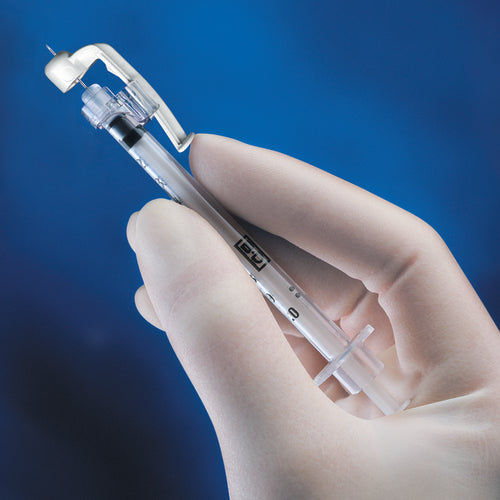 BD Insulin Syringe with Needle SafetyGlide™ 1/2 mL 29 Gauge 1/2 Inch Attached Needle Sliding Safety Needle, 100 EA/BX