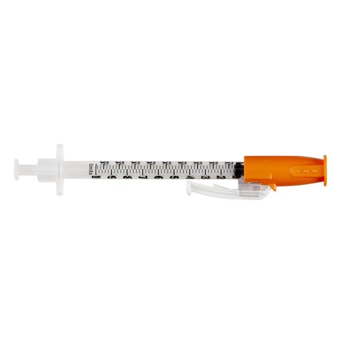 BD Insulin Syringe with Needle SafetyGlide™ 1 mL 29 Gauge 1/2 Inch Attached Needle Sliding Safety Needle, 100 EA/BX, 4BX/CS