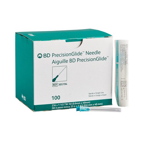 BD Hypodermic Needle PrecisionGlide Without Safety 23 Gauge 1-1/2 Inch Length, 100EA/BX