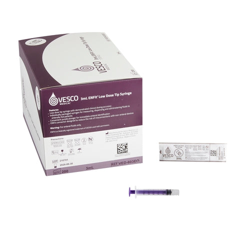 Vesco Medical Enteral Feeding / Irrigation Syringe Vesco 3 mL Blister Pack Enfit Tip Without Safety, 200 EA/BX