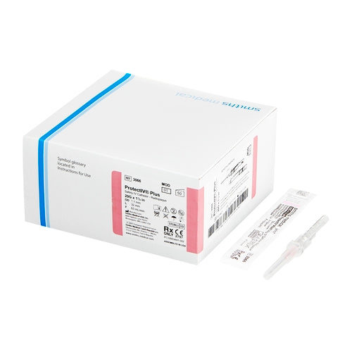 Smiths Medical Peripheral IV Catheter Protectiv® Plus 20 Gauge 1-1/4" Retracting Needle, 50/BX