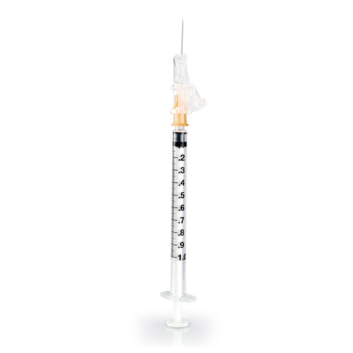 McKesson Syringe with Hypodermic Needle Prevent® SG 1 mL 25 Gauge 5/8 Inch Detachable Needle Sliding Safety Needle, 1/EA, 50/BX