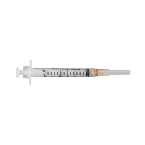 BD Syringe with Hypodermic Needle Integra™ 3 mL 25 Gauge 1 Inch Detachable Needle Retractable Needle, 100 EA/BX, 4BX/CS