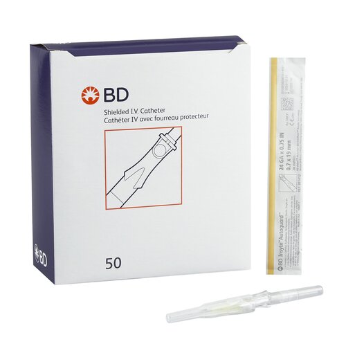 BD Peripheral IV Catheter Insyte-N® 24 Gauge 3/4" Retracting Needle, 50 EA/BX