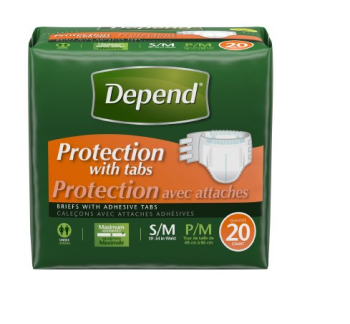 Depend Protection Brief with Tabs Small/Medium, Case