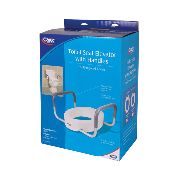 Carex® Toilet Seat Elevator with Handles for Elongated Toilets, 3-1/2" H