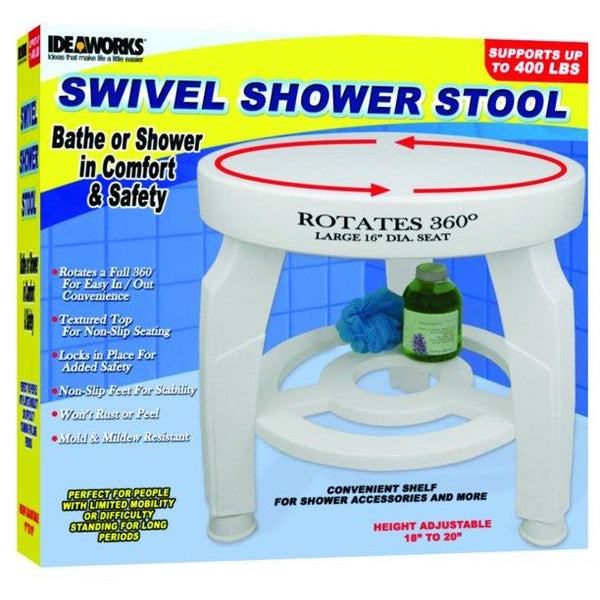 Jobar® Swivel Shower Stool 16-1/2" Dia. Seat, Height Adjustable from 17" to 19"